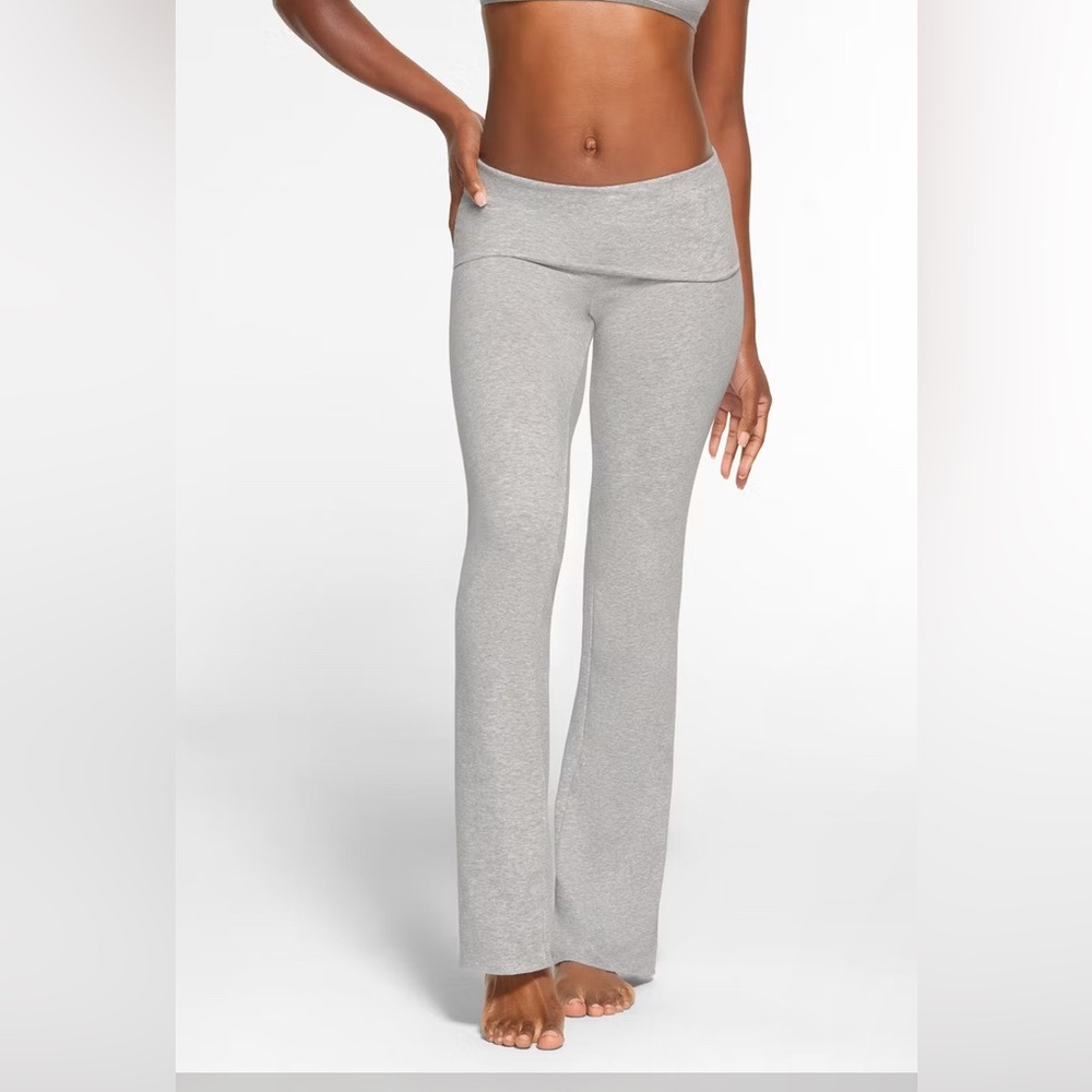 SKIMS Gray Flare Pants with Stretchy Knit Fabric